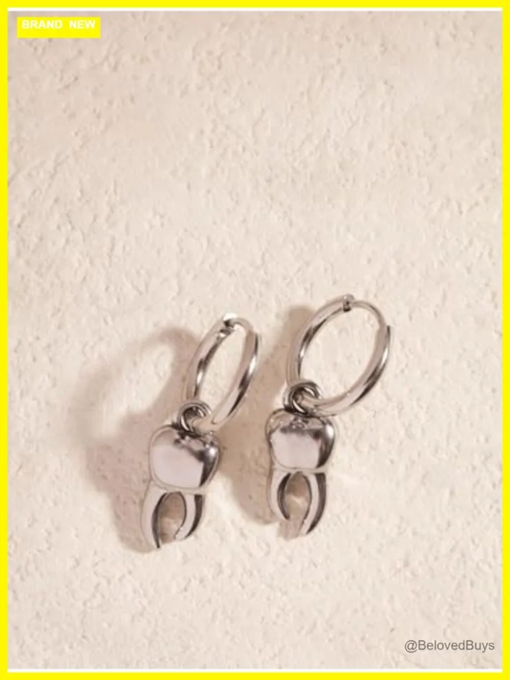 Stainless Steel Tooth Hoop Earrings Gothic Punk Grunge Statement Jewelry Gift